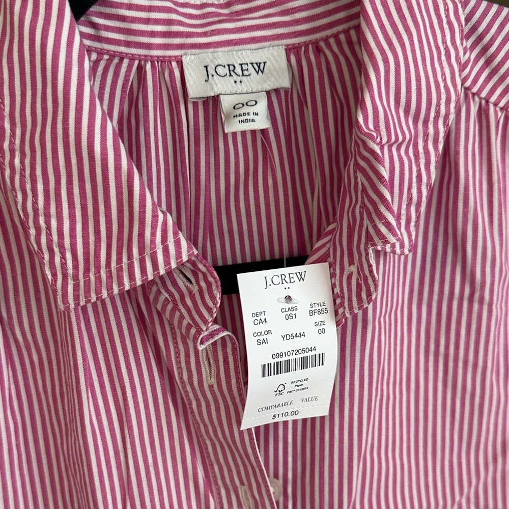 J Crew Pink Striped Button-Up Dress - Picture 2 of 4